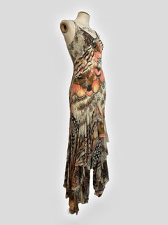 Vintage Roberto Cavalli Feather-Print Dress, Spring 2004 Runway Collection