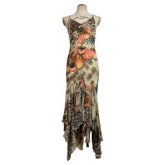 Abito vintage con stampa di piume di Roberto Cavalli, Collezione Primavera 2004