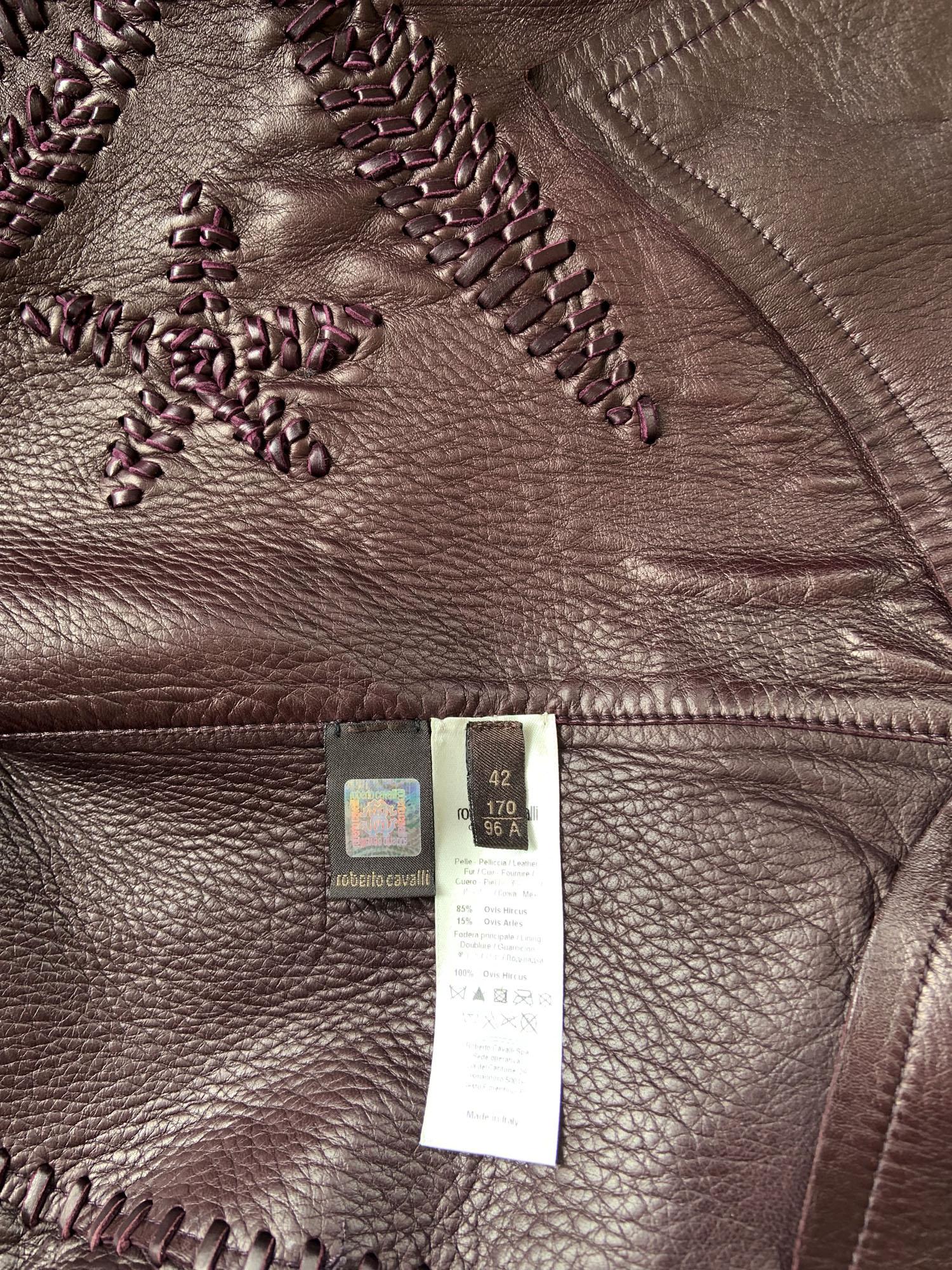 Vintage Lux Roberto Cavalli - Giacca decostruita in pelle di capra - decostruita in stile bohémien - It. 42 in vendita 2