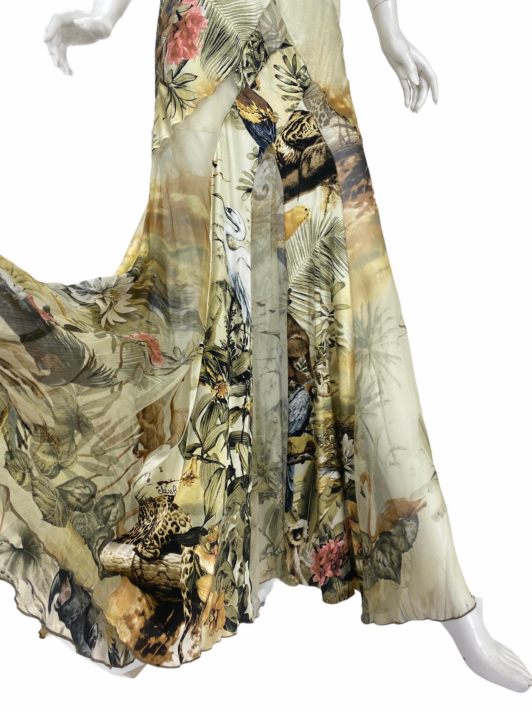 Vintage Roberto Cavalli Jungle Print Silk Gown Dress 2