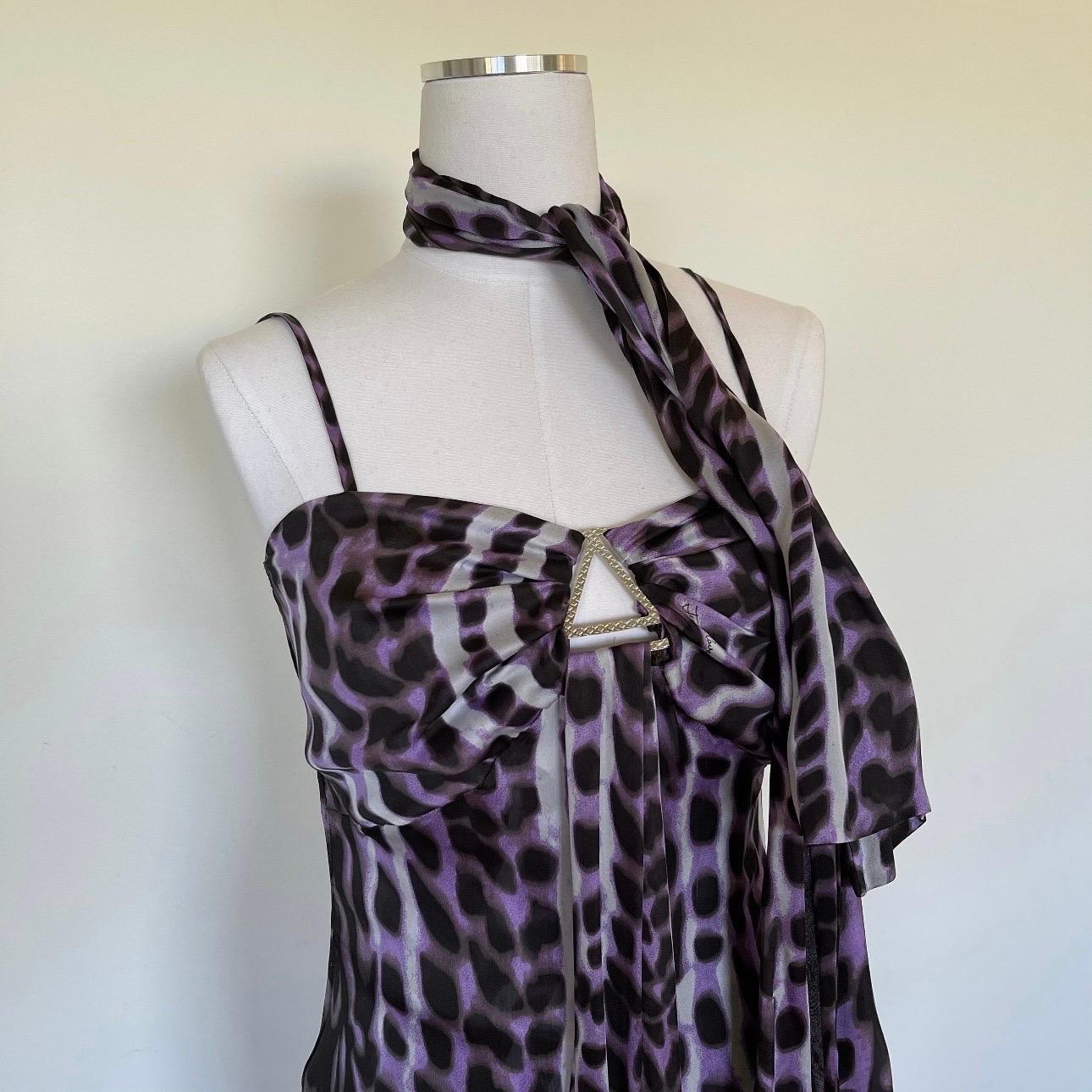 Vintage Roberto Cavalli Just Cavalli Leopard Print Silk Evening Gown Dress Frock For Sale 2