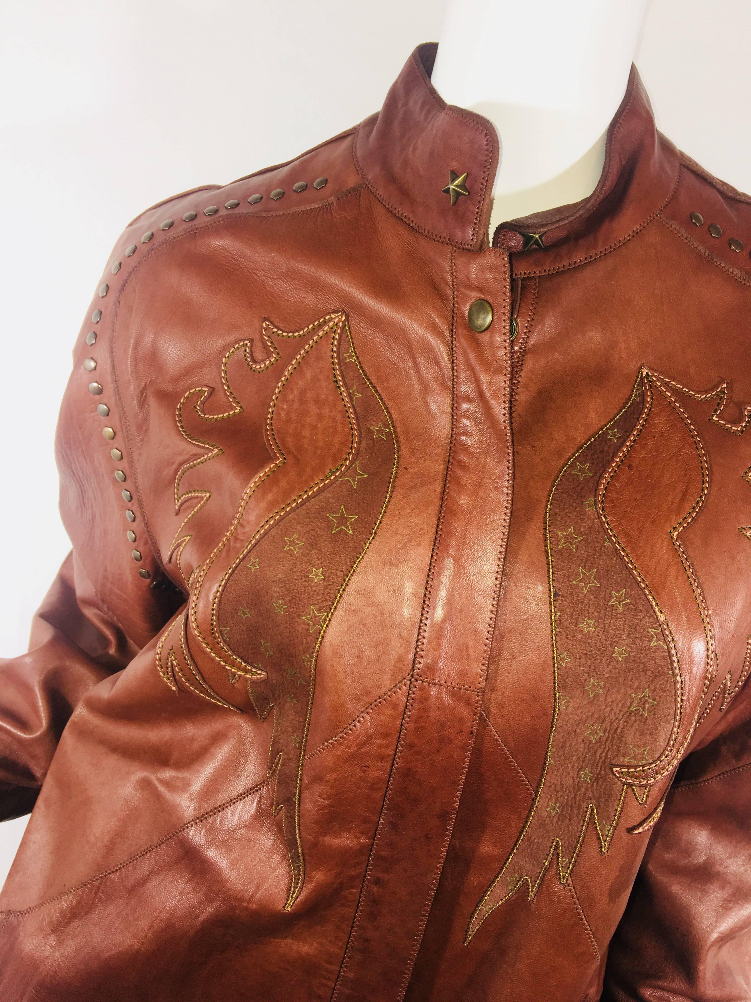 Vintage Roberto Cavalli Leather Jacket at 1stDibs