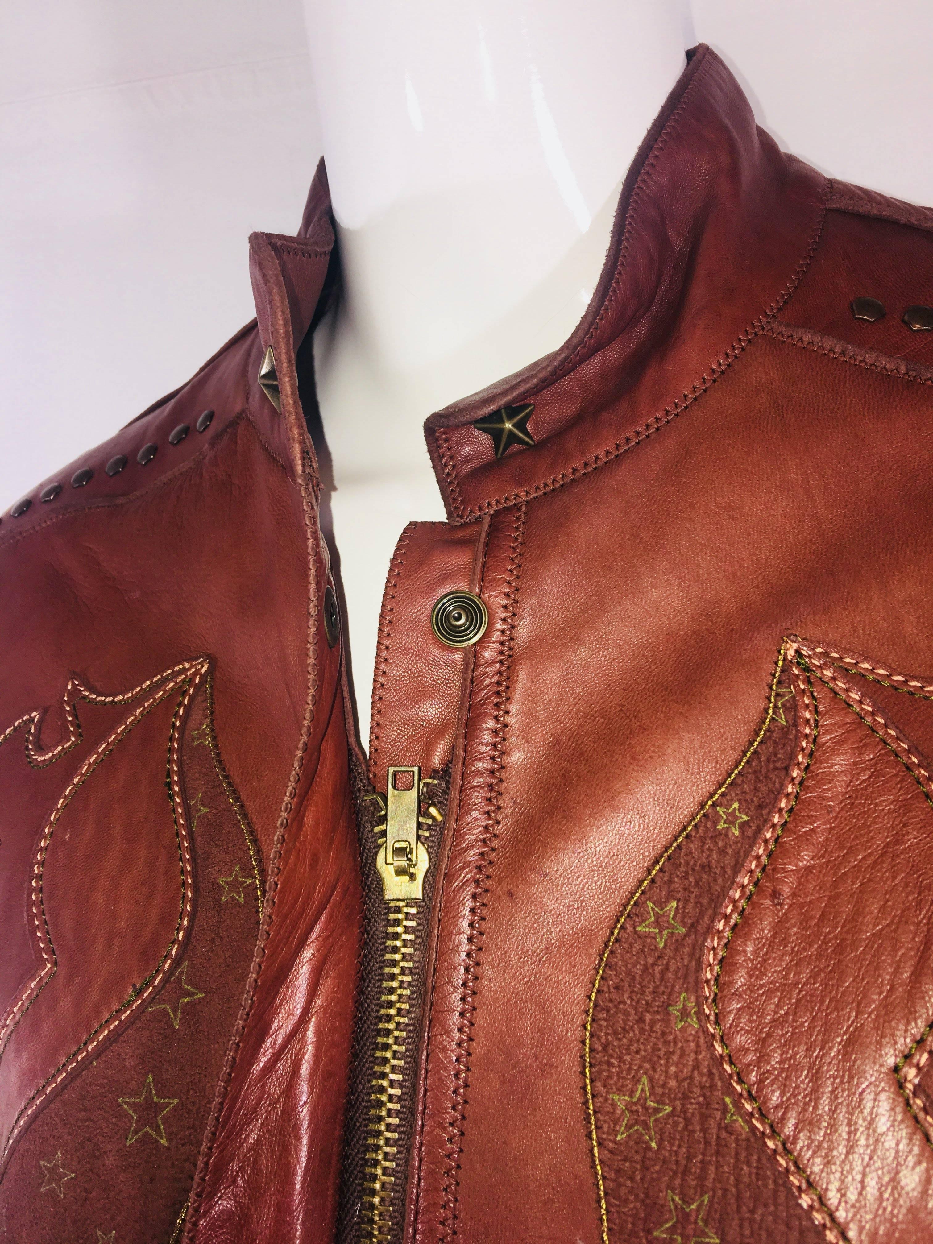 Brown Vintage Roberto Cavalli Leather Jacket