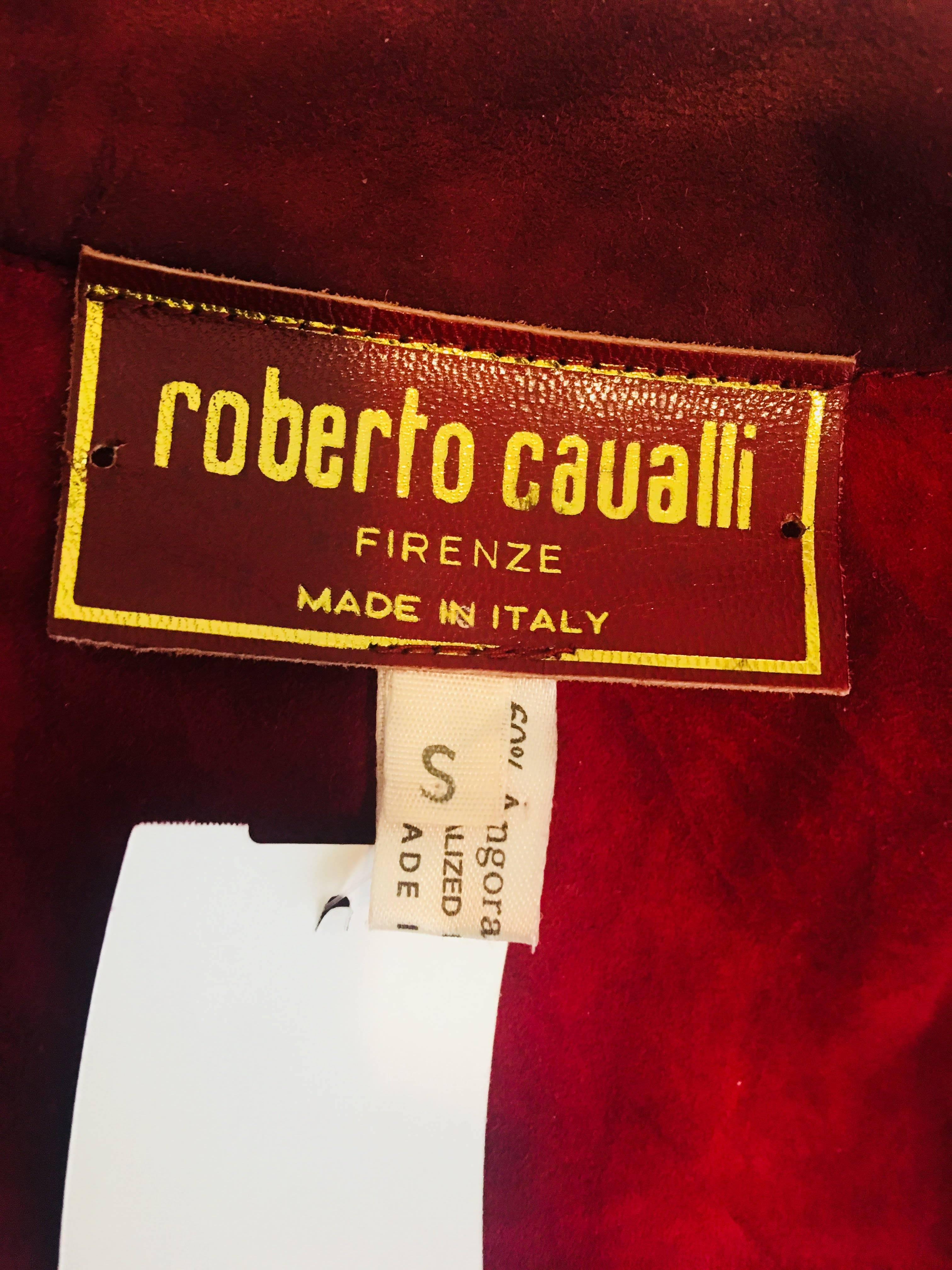 Vintage Roberto Cavalli Leather Jacket with Knit Sleeves 4