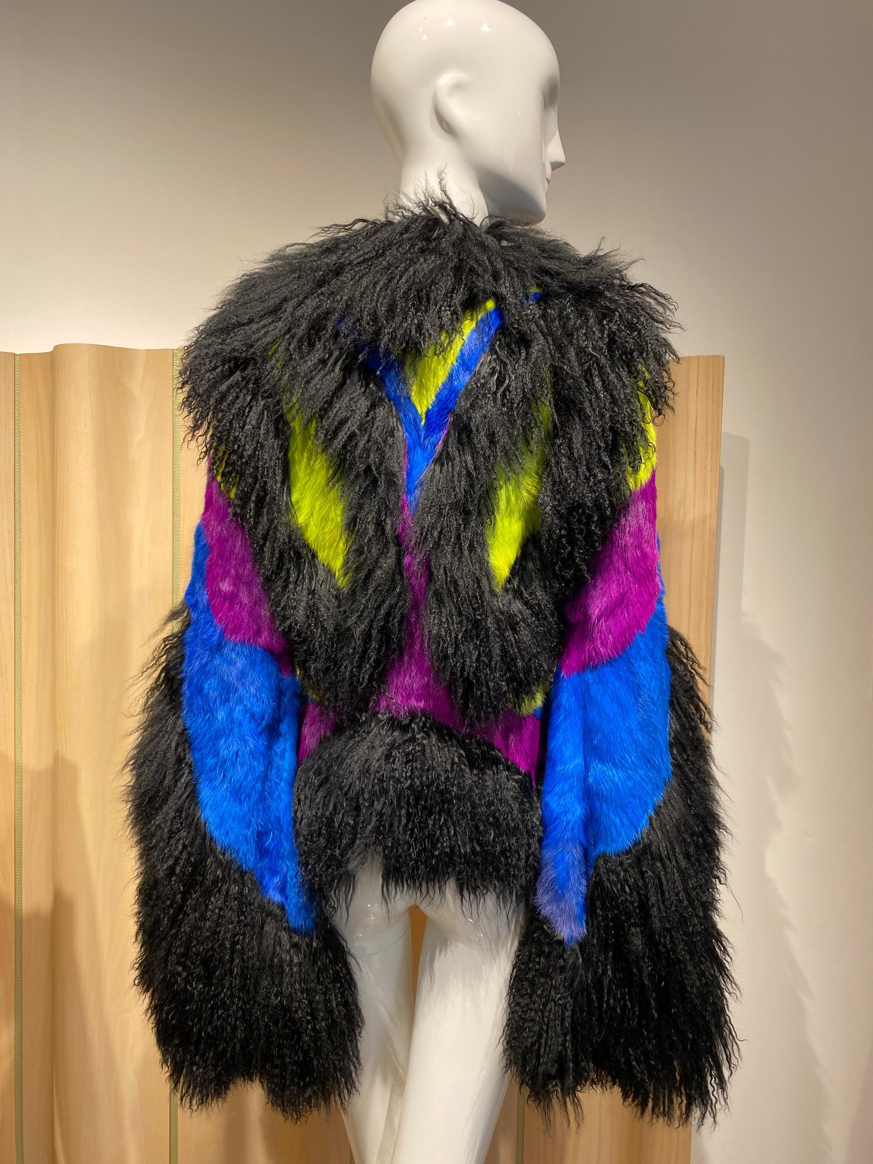 Vintage Roberto Cavalli Multi Color Fur Jacket  For Sale 1