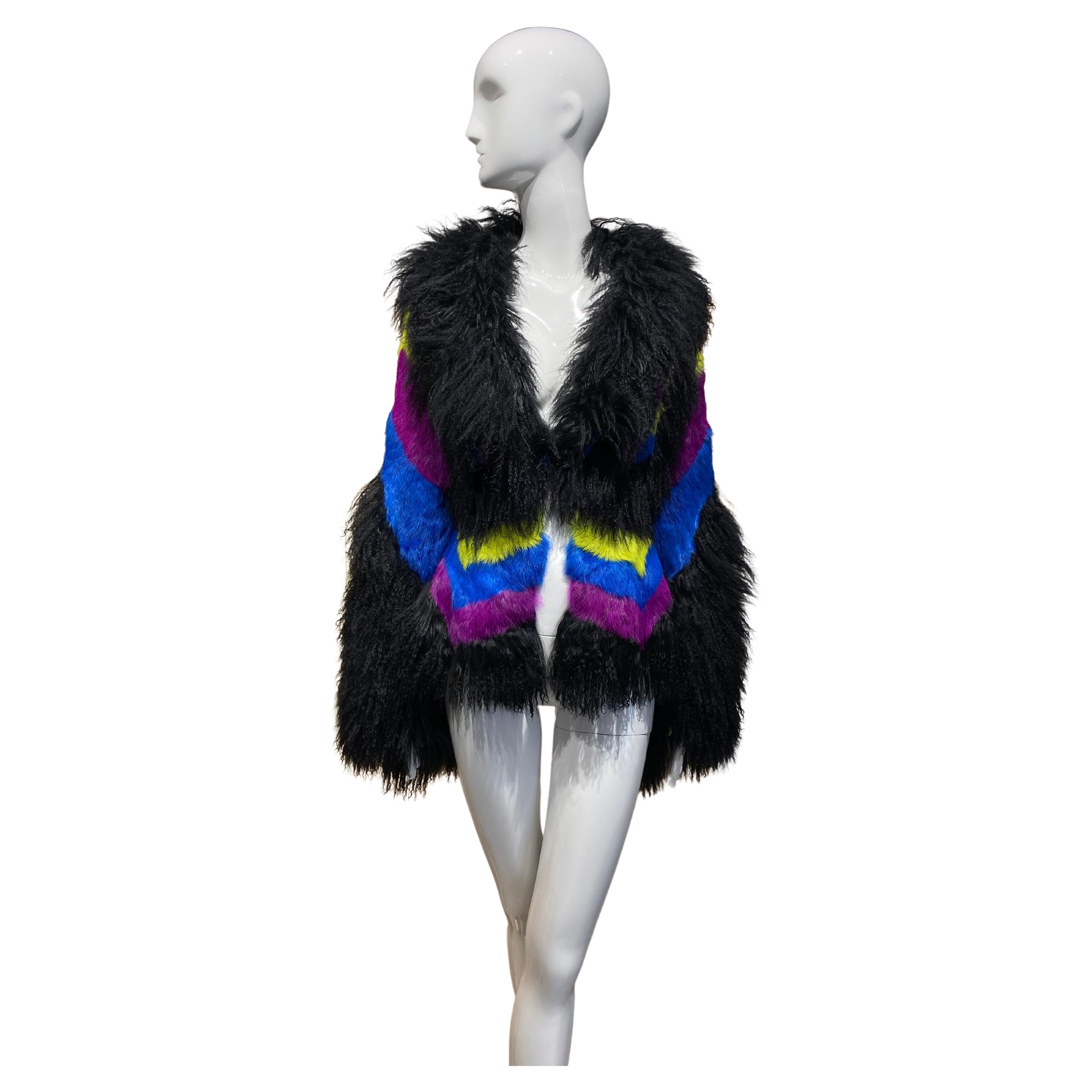 Vintage Roberto Cavalli Multi Color Fur Jacket  For Sale