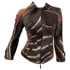 Vintage Roberto Cavalli Printed Denim Corset Jacket