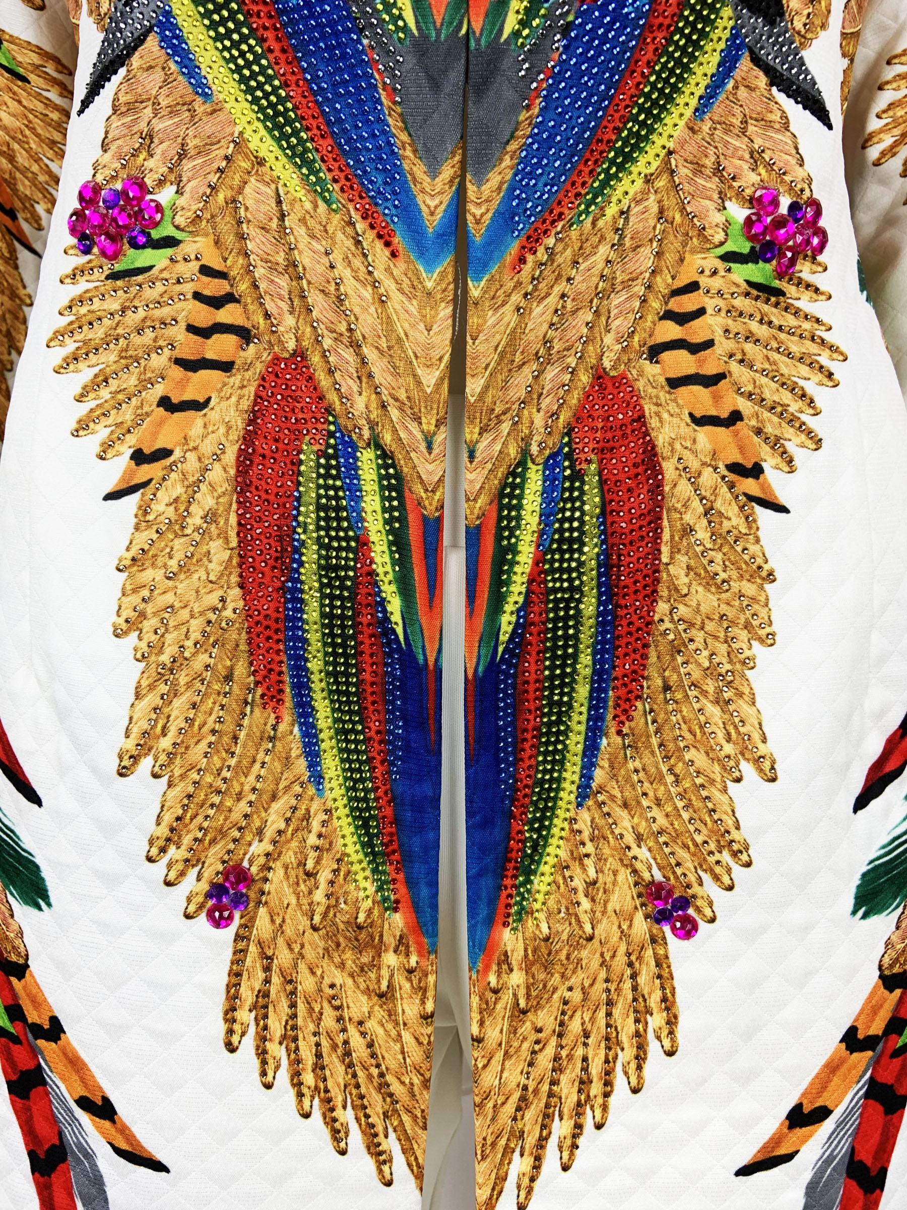 Costume pantalon vintage Roberto Cavalli matelassé orné de plumes et de cristaux  40 en vente 5