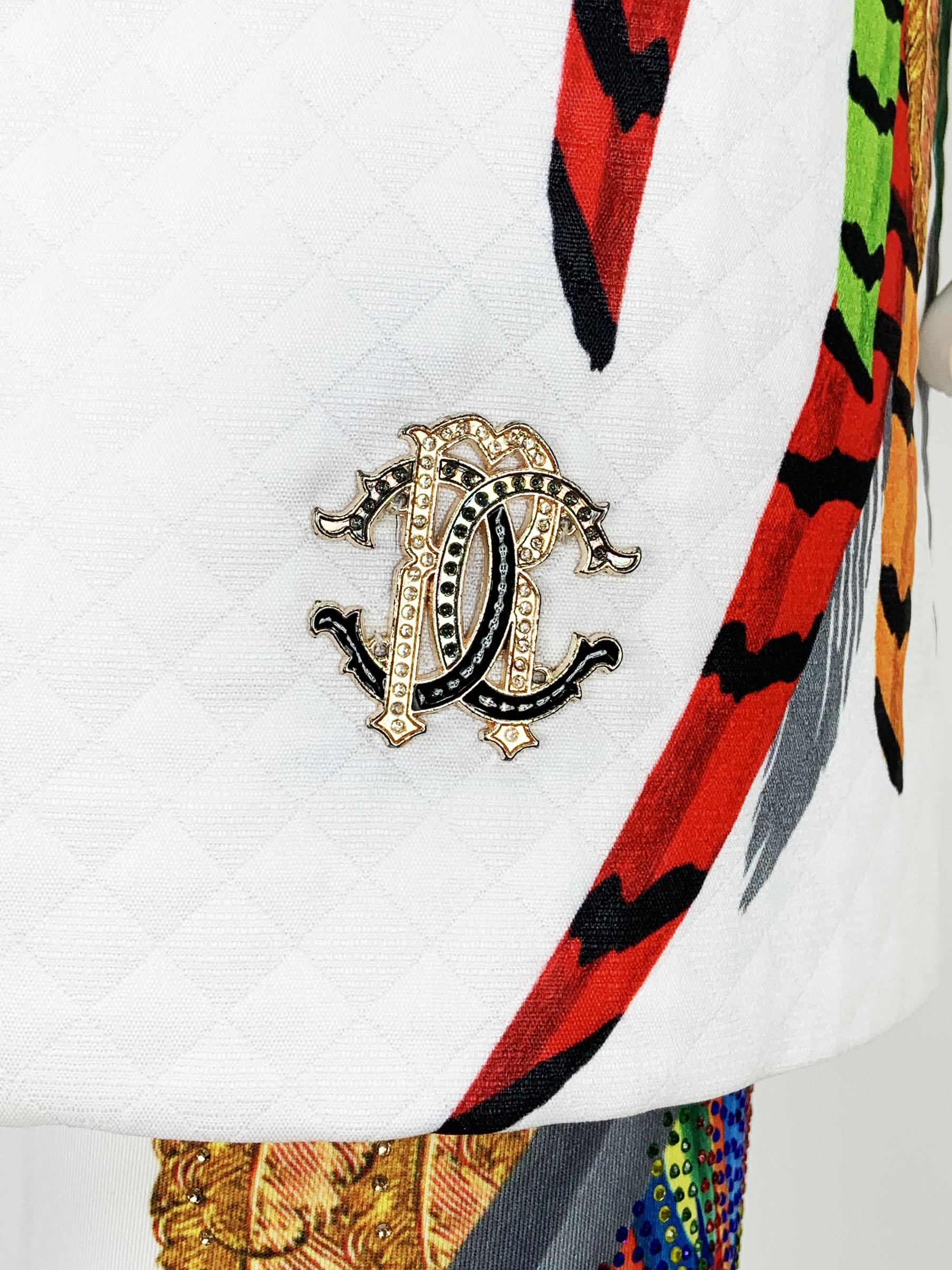 Costume pantalon vintage Roberto Cavalli matelassé orné de plumes et de cristaux  40 en vente 7