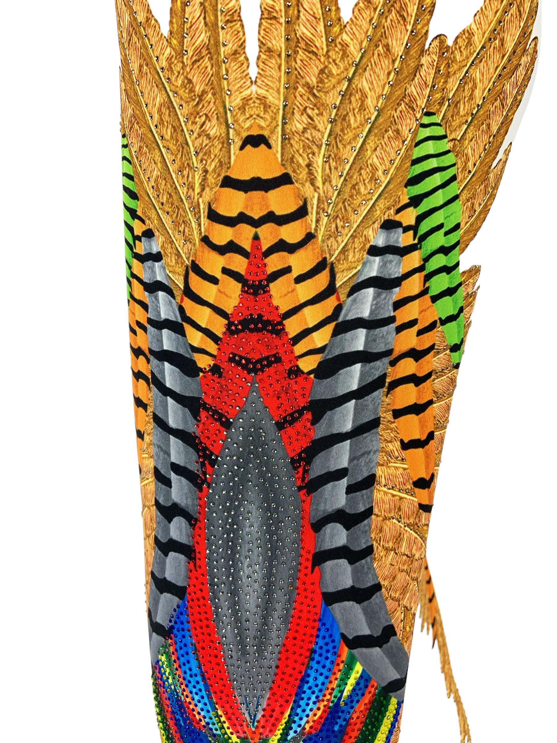 Costume pantalon vintage Roberto Cavalli matelassé orné de plumes et de cristaux  40 en vente 8