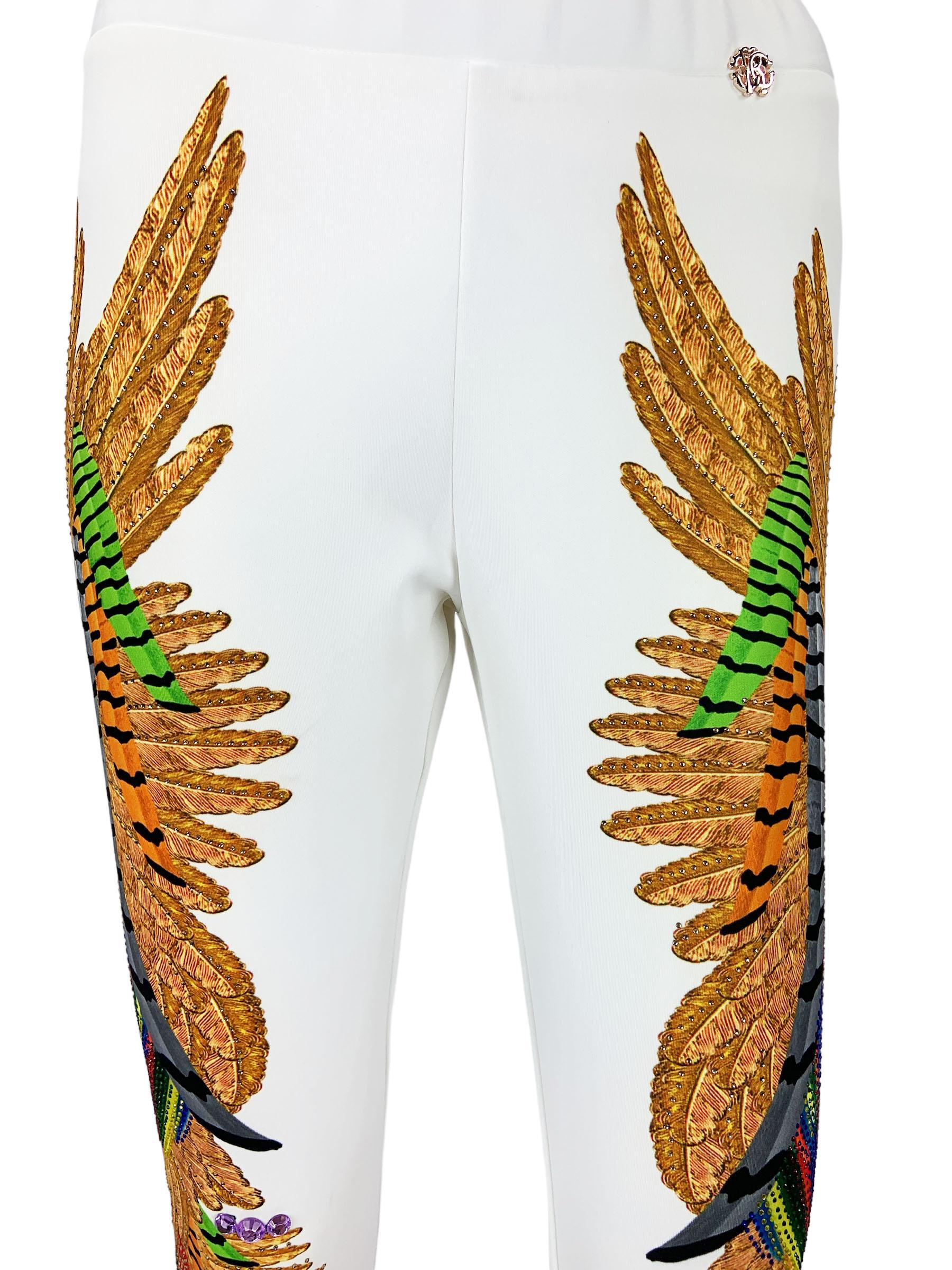 Costume pantalon vintage Roberto Cavalli matelassé orné de plumes et de cristaux  40 en vente 11