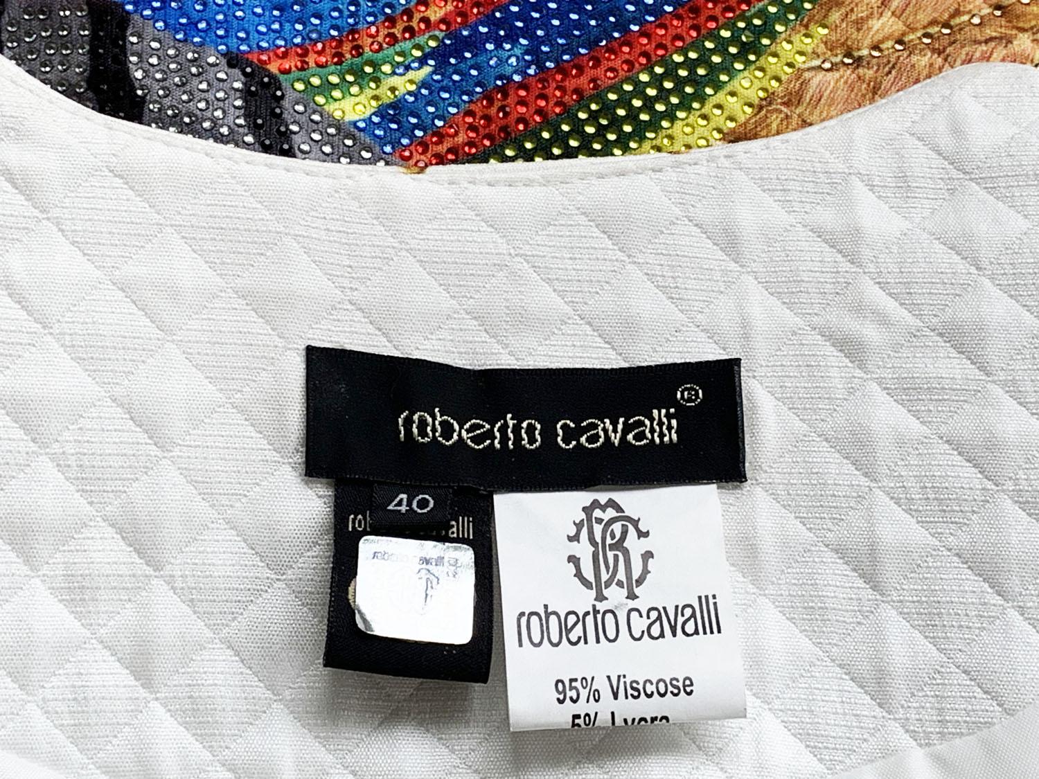 Costume pantalon vintage Roberto Cavalli matelassé orné de plumes et de cristaux  40 en vente 12