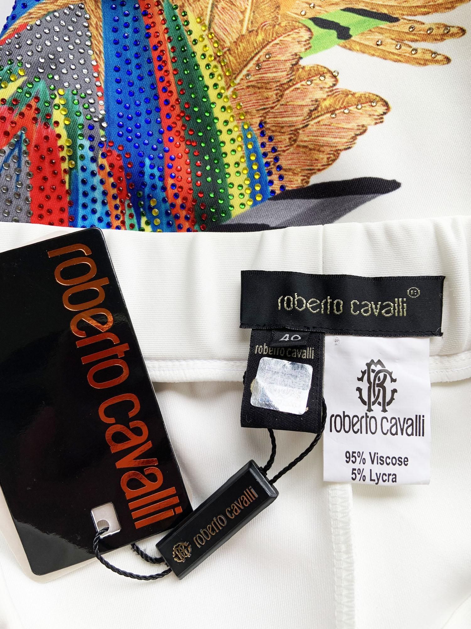 Costume pantalon vintage Roberto Cavalli matelassé orné de plumes et de cristaux  40 en vente 13