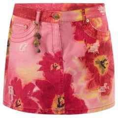 Vintage Roberto Cavalli S/S 2004 Floral Denim Skirt