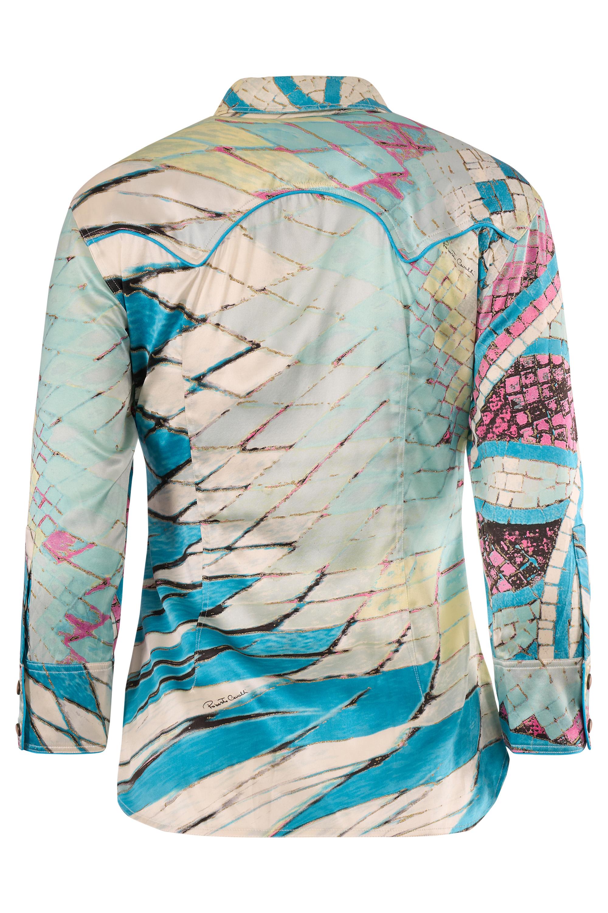 Gray Vintage Roberto Cavalli S/S 2004 Print Shirt For Sale