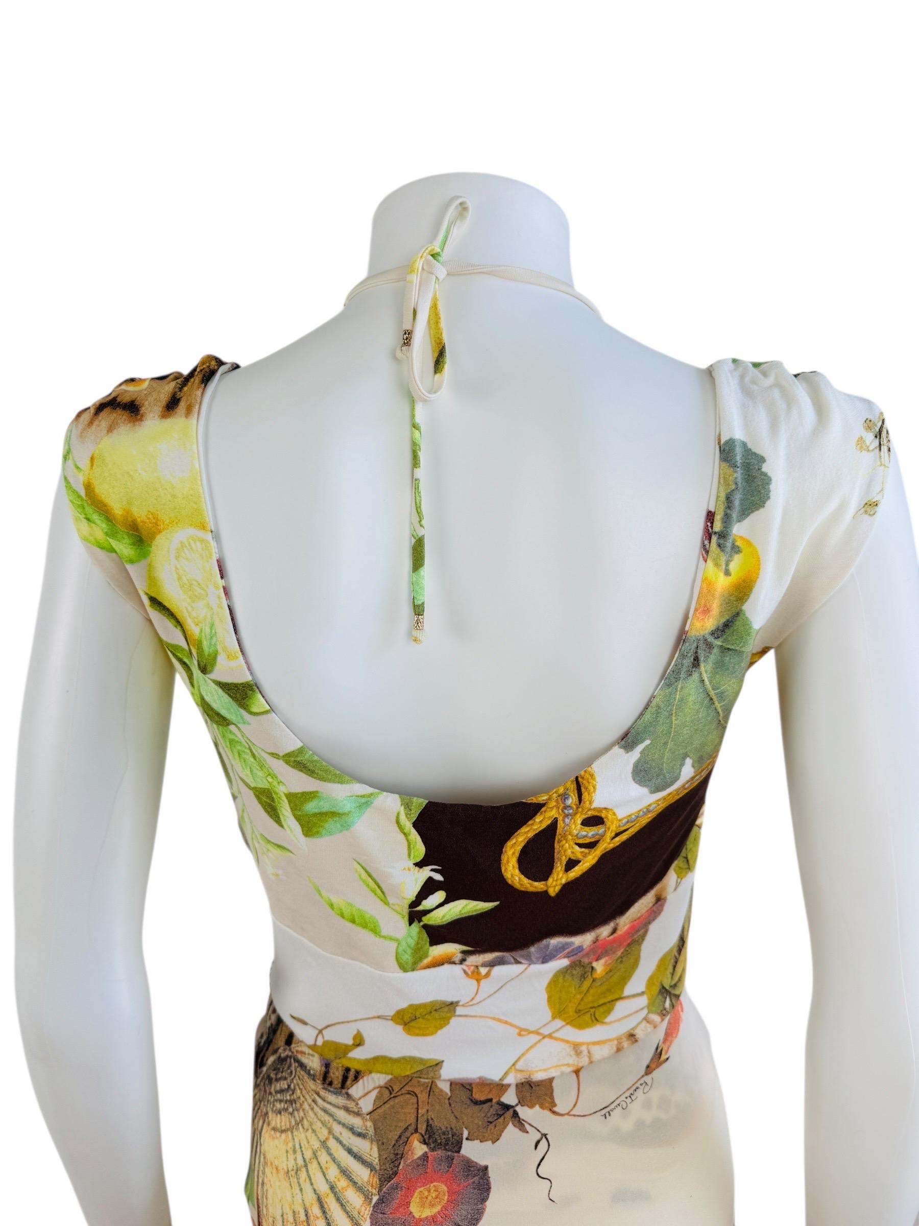 Vintage Roberto Cavalli S/S 2005 Seashell Leopard Floral Top + Skirt Set For Sale 8