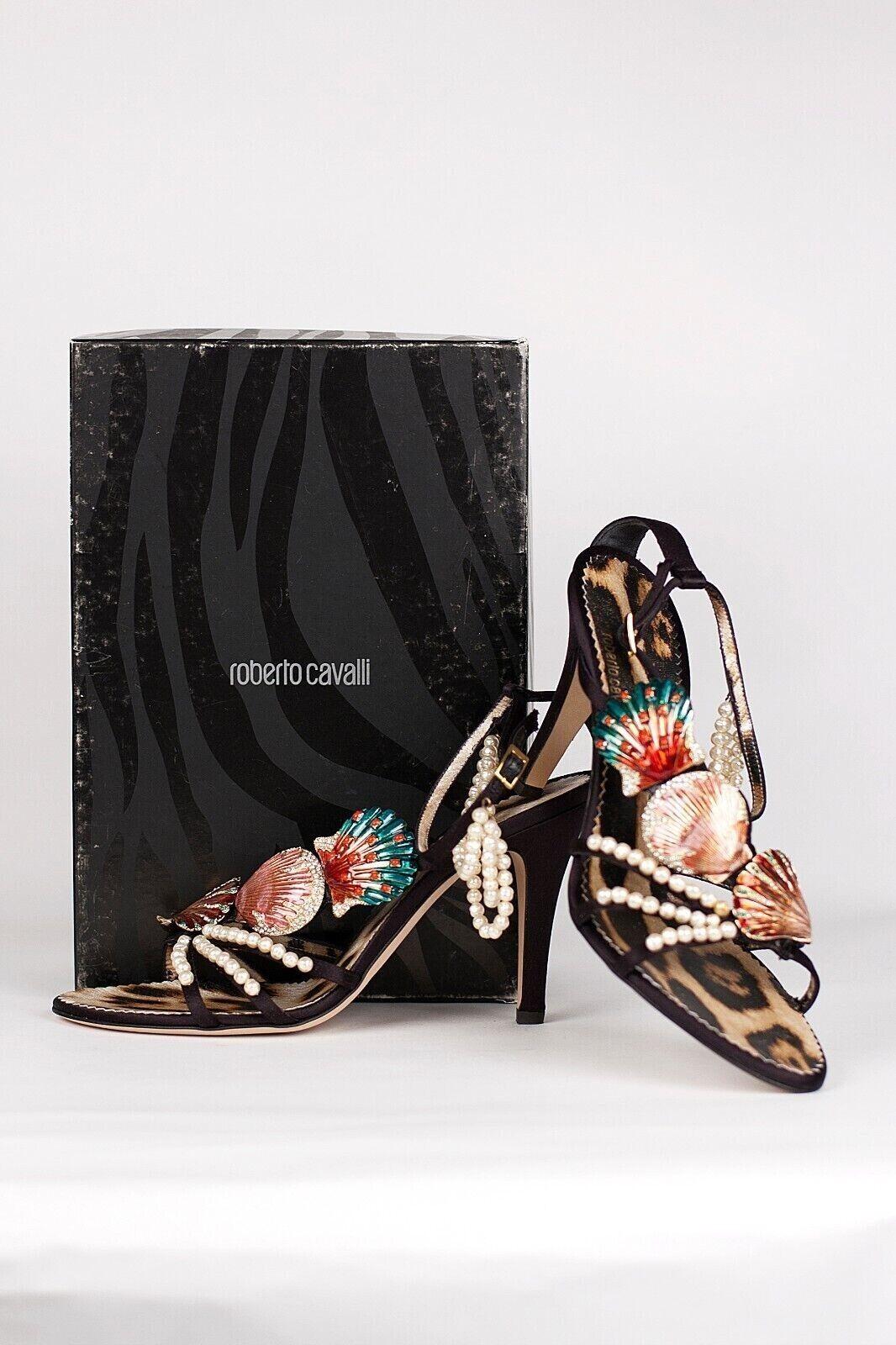 Women's Vintage Roberto Cavalli Shoes w/ Crystal Embellished Seashells and Pearls, 40 10 For Sale