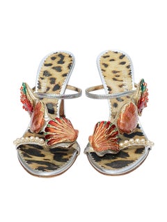 Vintage Roberto Cavalli Shoes w/ Crystal Embellished Seashells Pearls 36.5 - 6.5