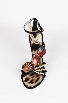 Vintage Roberto Cavalli Shoes with Crystal Embellished Seashells and Pearls 10