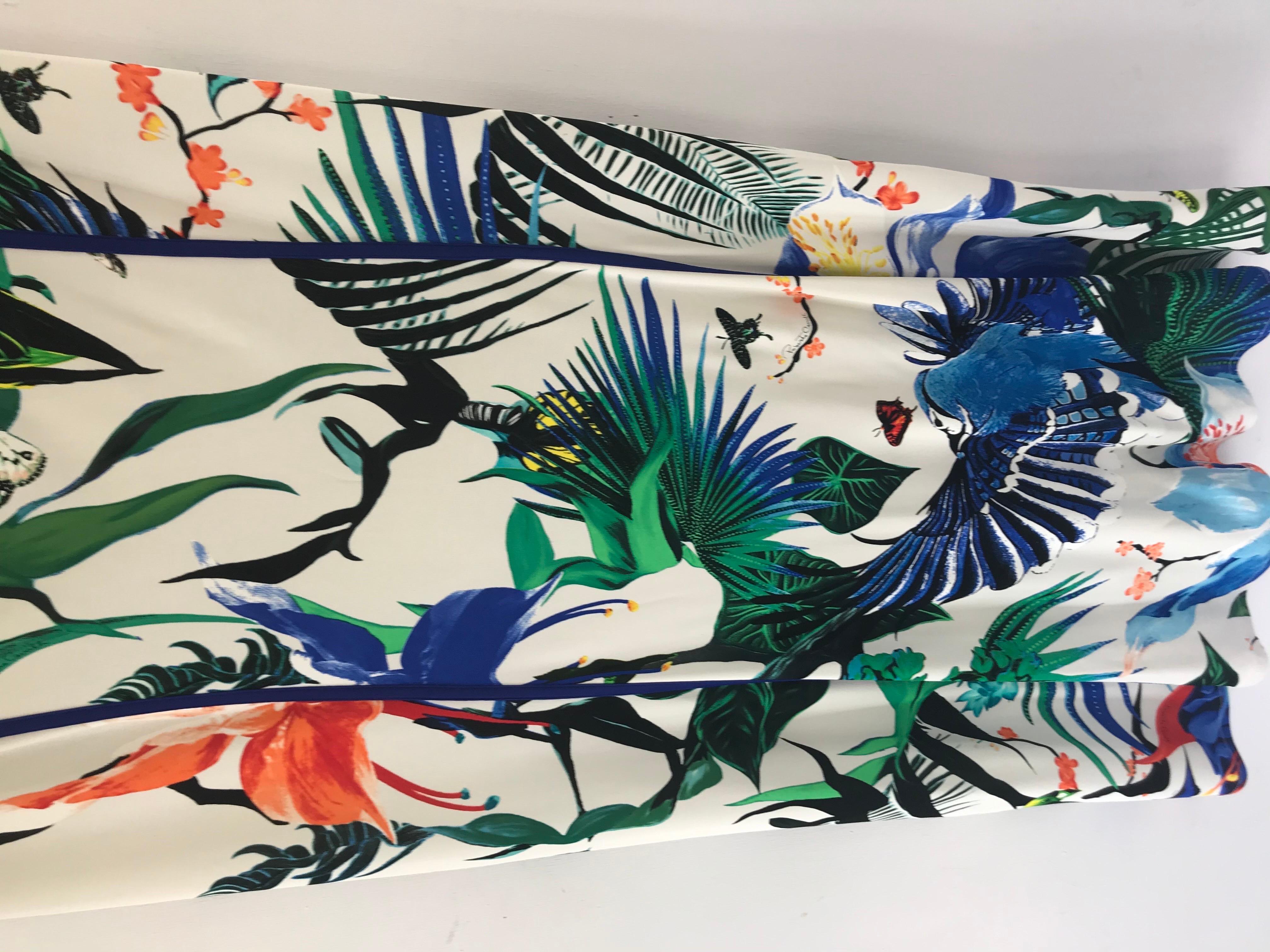 Gray Roberto Cavalli Vintage Silk Knit Floral Maxi Skirt For Sale