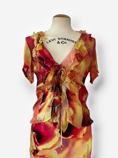 Vintage Roberto Cavalli Spring/Summer 2002 Red & Pink Floral Print ensemble