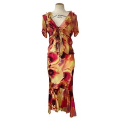 Vintage Roberto Cavalli Spring/Summer 2002 Red & Pink Floral Print ensemble