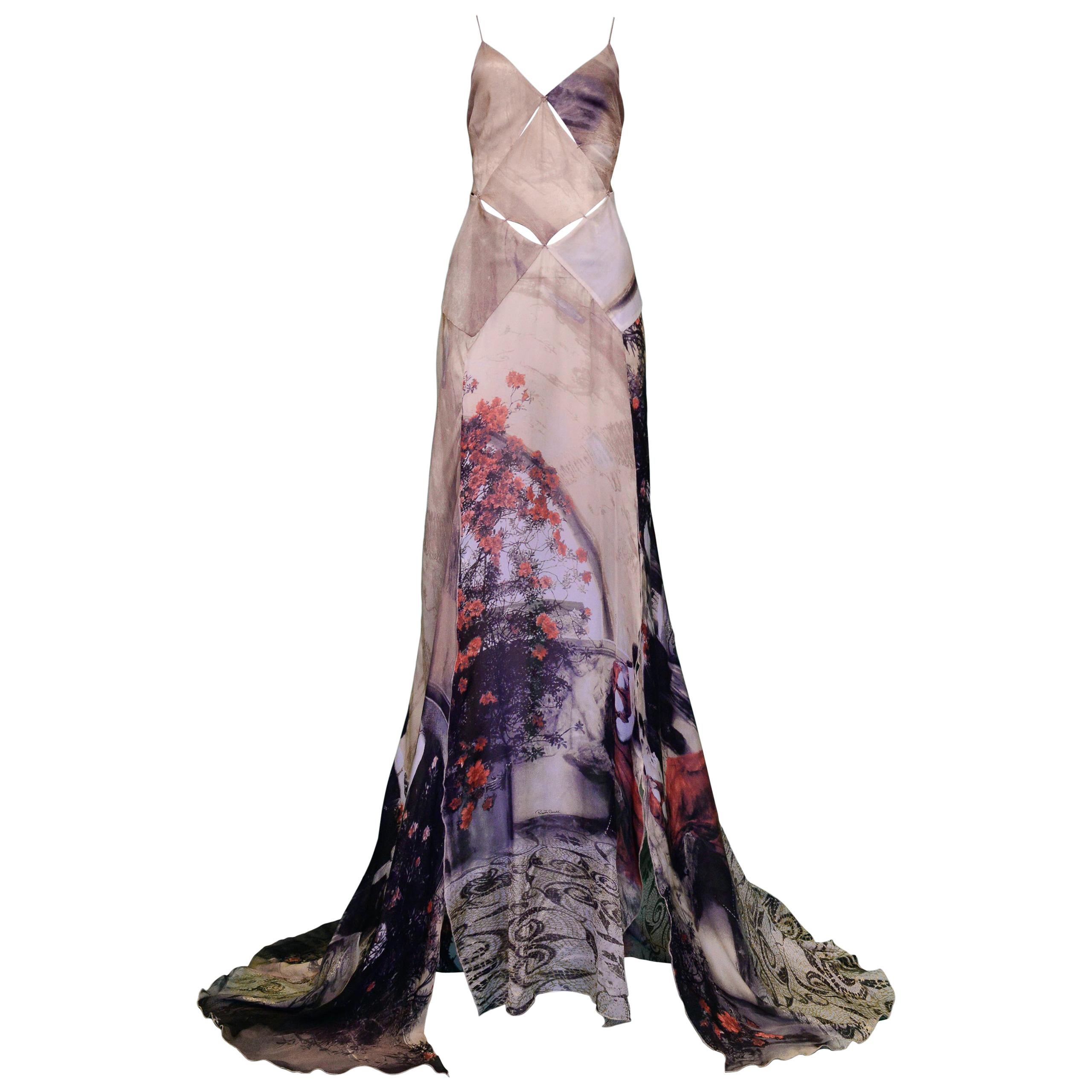 Vintage Roberto Cavalli SS 2004 Cutout Evening Gown