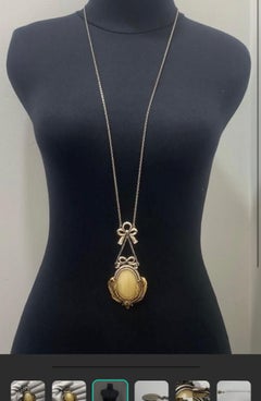 Vintage Roberto Cavalli Two-Tone Stone Pendant Necklace