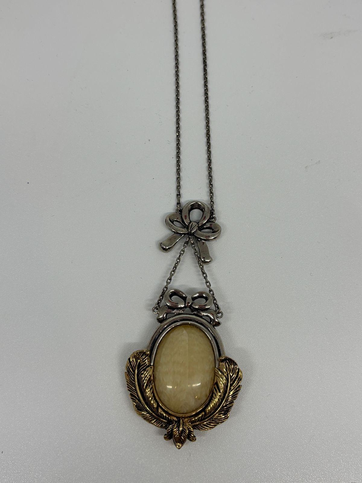 Women's Vintage Roberto Cavalli Two-Tone Stone Pendant Necklace For Sale