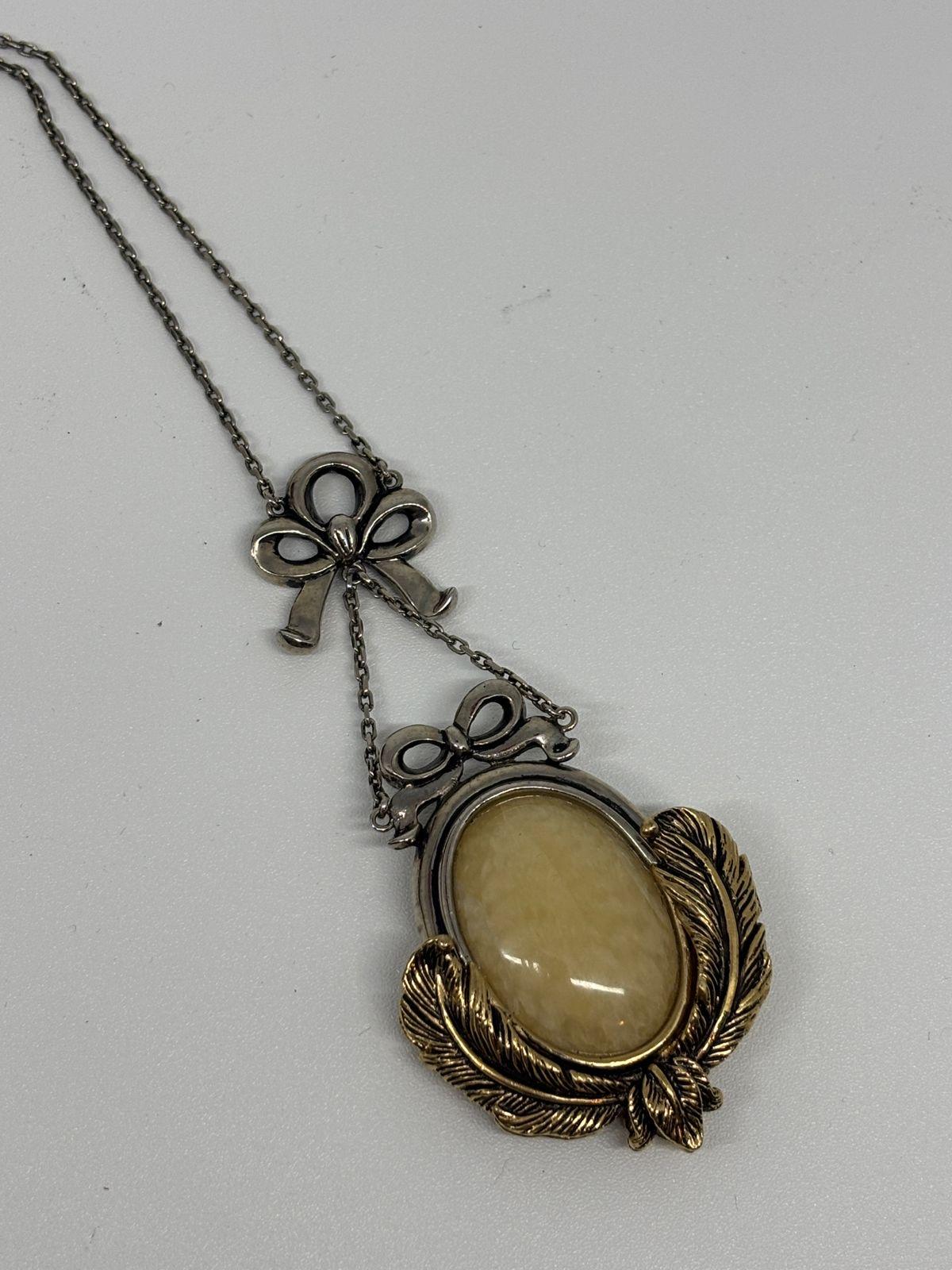 Vintage Roberto Cavalli Two-Tone Stone Pendant Necklace For Sale 1