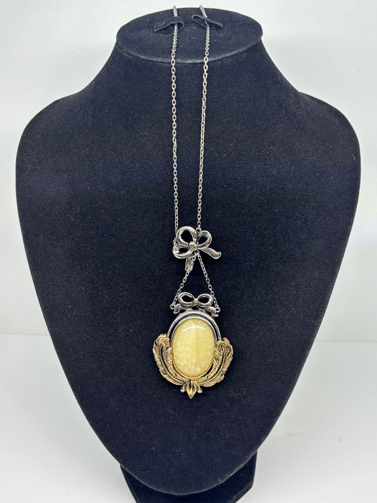 Vintage Roberto Cavalli Two-Tone Stone Pendant Necklace For Sale 2