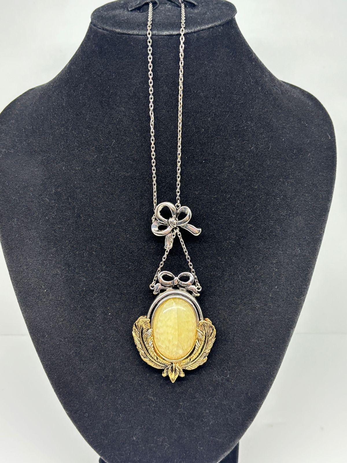 Vintage Roberto Cavalli Two-Tone Stone Pendant Necklace For Sale 4