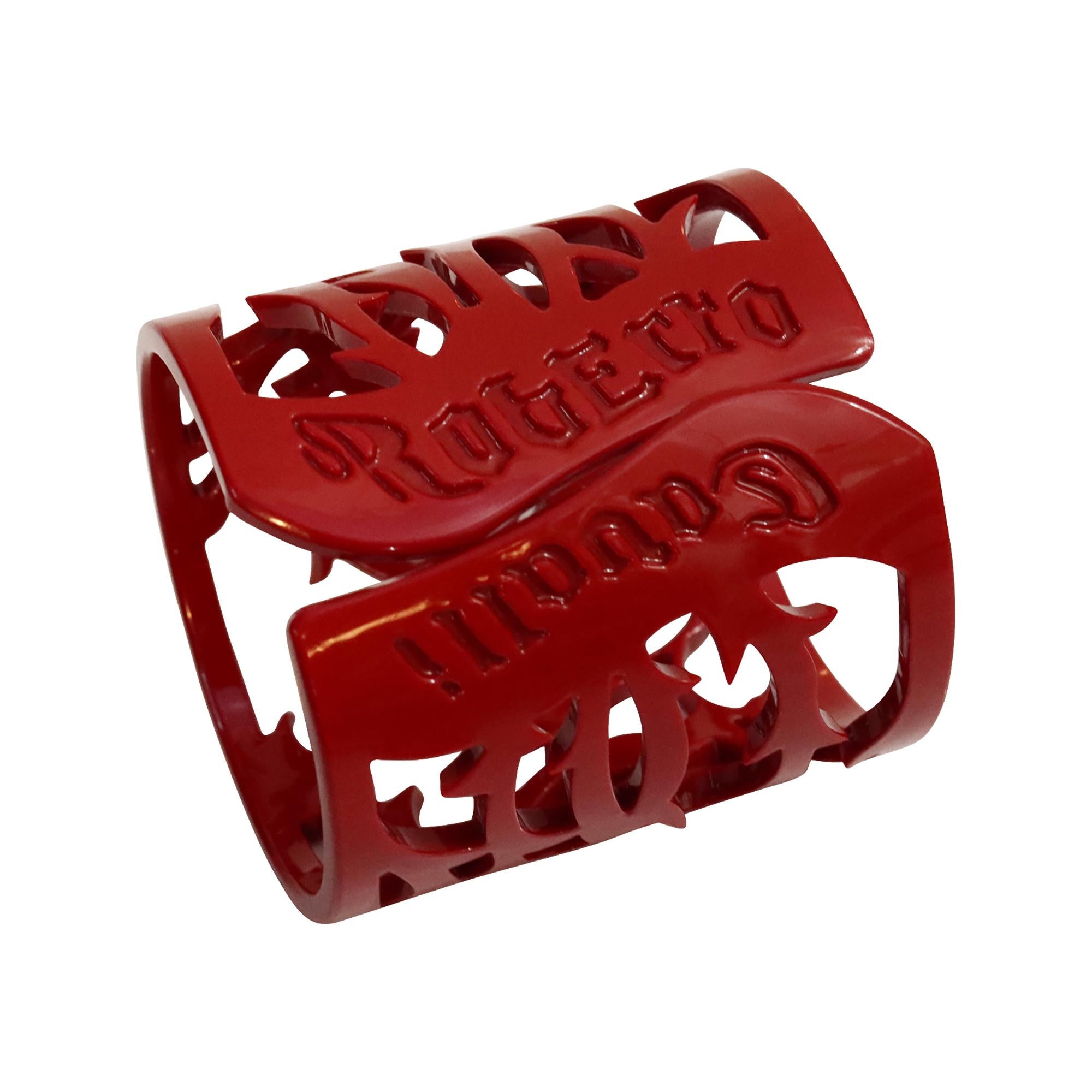 Vintage Roberto Cavalli Brazalete ancho de resina roja  Pulsera Circa años 90 Moderno en venta