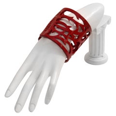 Vintage Roberto Cavalli Wide Red Resin Cuff  Bracelet Circa 1990s