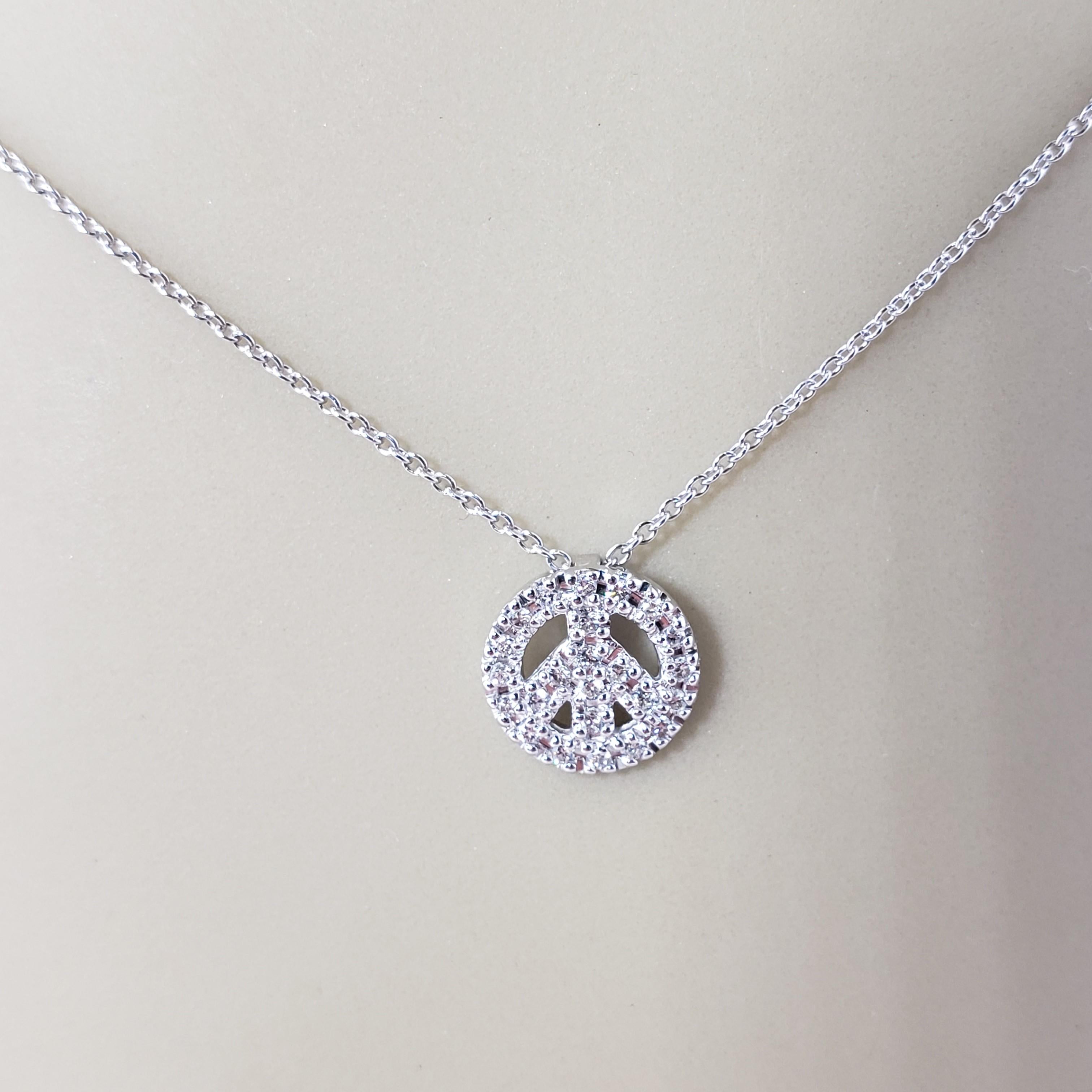 Women's Vintage Roberto Coin 18 Karat White Gold Diamond Peace Sign Pendant Necklace