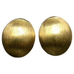 Vintage ROBERTO COIN 18K Brushed Oval Puffed Huggie Earrings Omega Backs