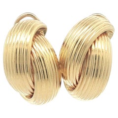 Vintage Roberto Coin 18k Yellow Gold Ribbed Texture Crossover Cuff Earrings