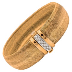 Vintage Roberto Coin 18k Yellow Gold Silk Weave Diamond Bracelet