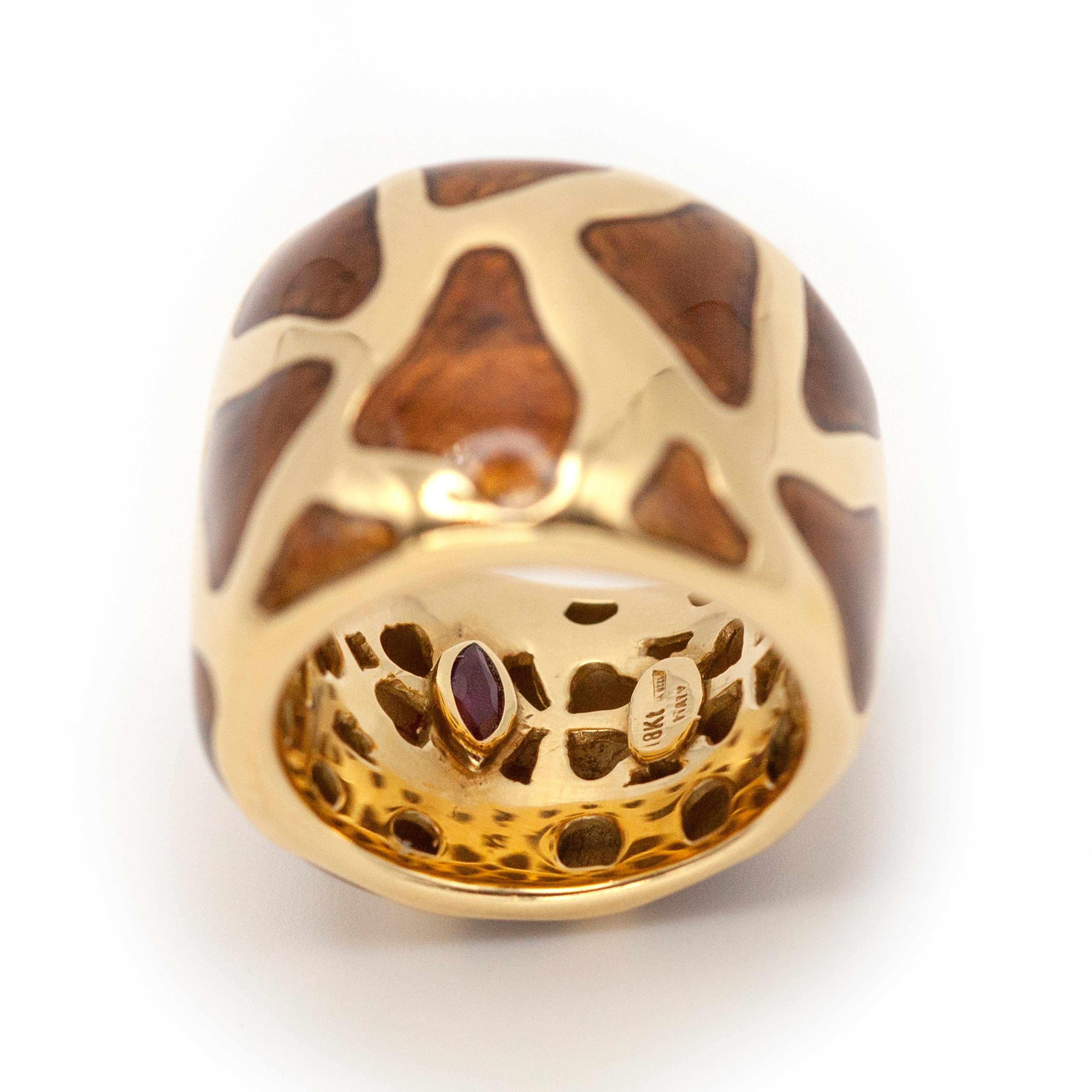 Bague Vintage Roberto Coin 18K YG Brown en émail en vente 5