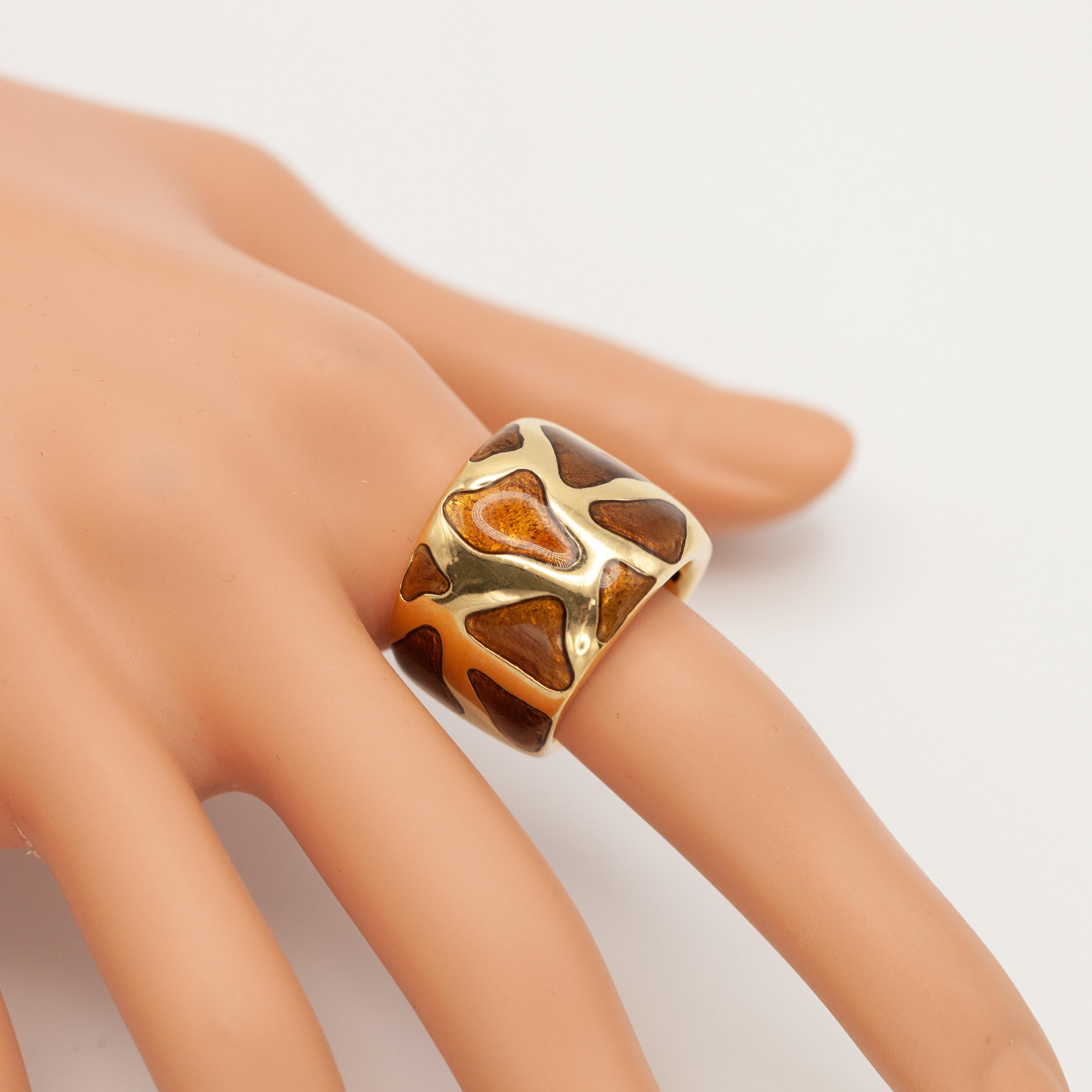Moderne Bague Vintage Roberto Coin 18K YG Brown en émail en vente