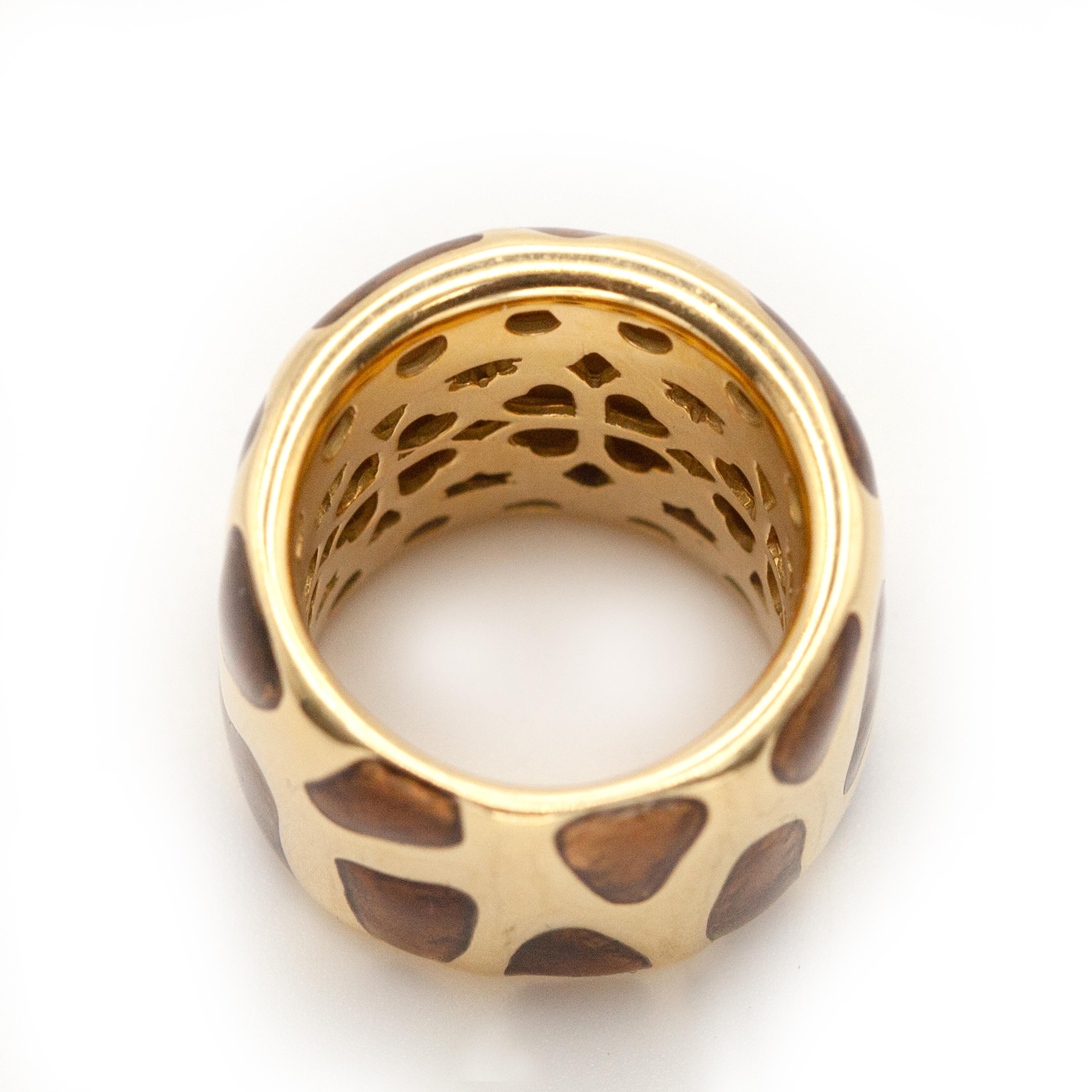 Bague Vintage Roberto Coin 18K YG Brown en émail Excellent état - En vente à New York, NY