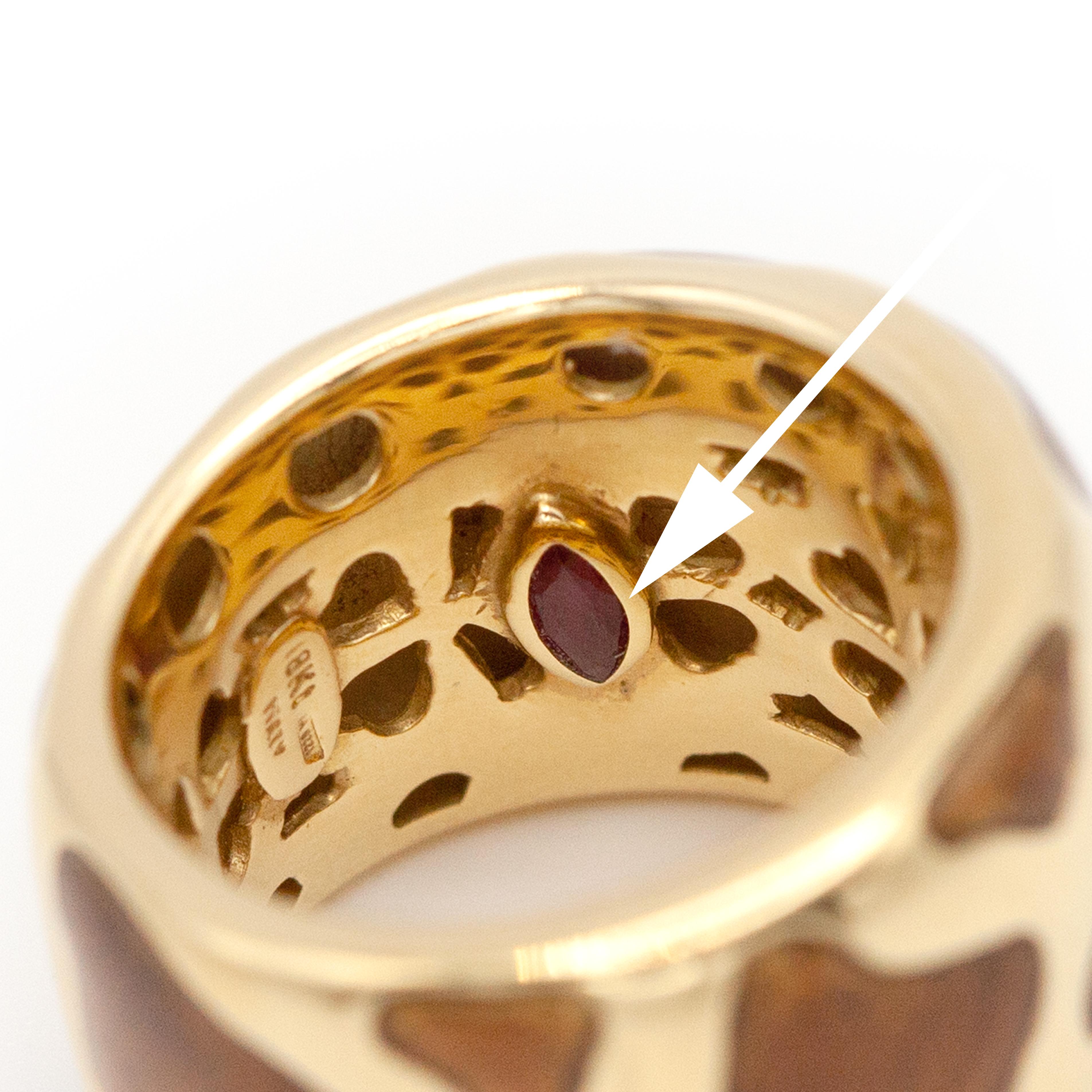 Bague Vintage Roberto Coin 18K YG Brown en émail en vente 2