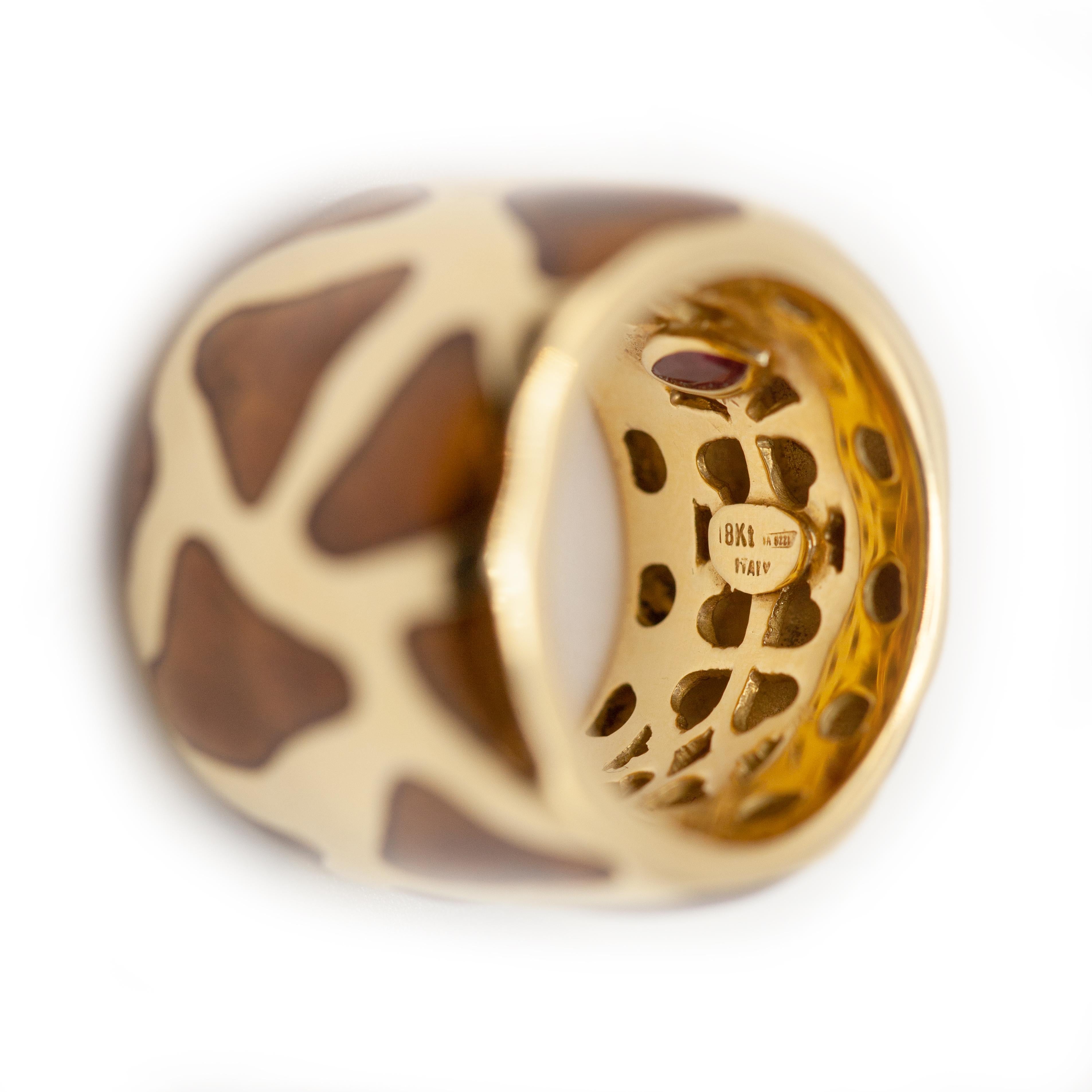 Bague Vintage Roberto Coin 18K YG Brown en émail en vente 3