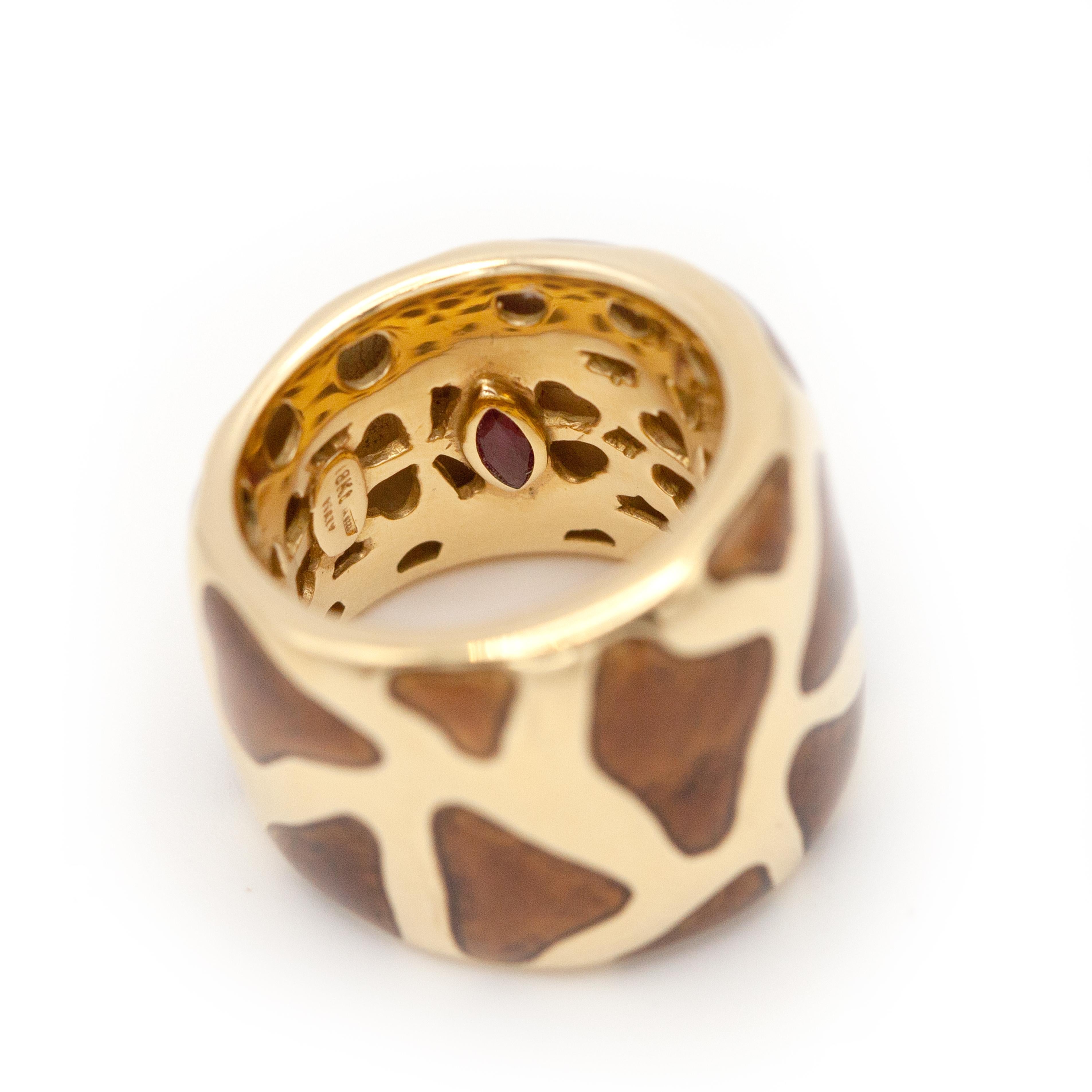 Bague Vintage Roberto Coin 18K YG Brown en émail en vente 4