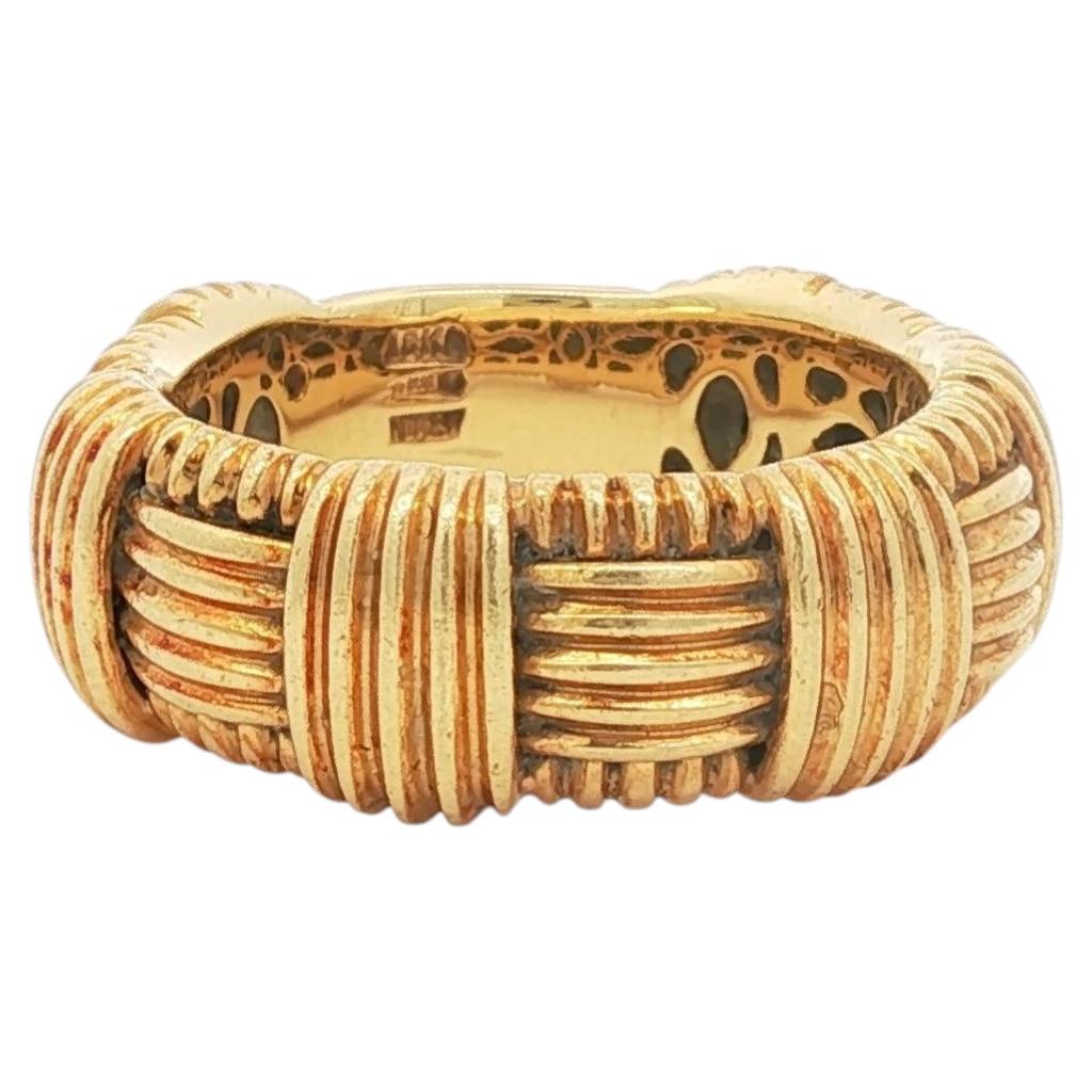 Roberto Coin 18K Yellow Gold Woven Band Ring, Italian Craftsmanship For Sale