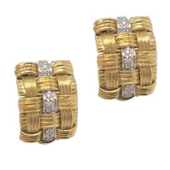 Vintage Roberto Coin "Appassionata" Diamond Earrings 18 Karat Gold