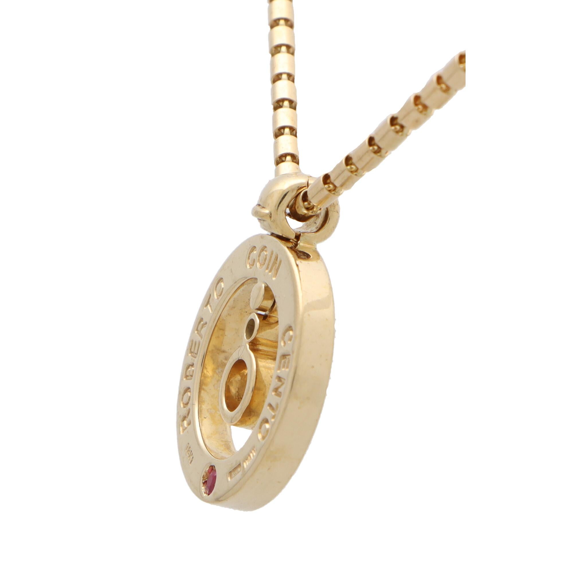 Modern Vintage Roberto Coin Cento Diamond Circle Pendant Necklace in 18k Yellow Gold