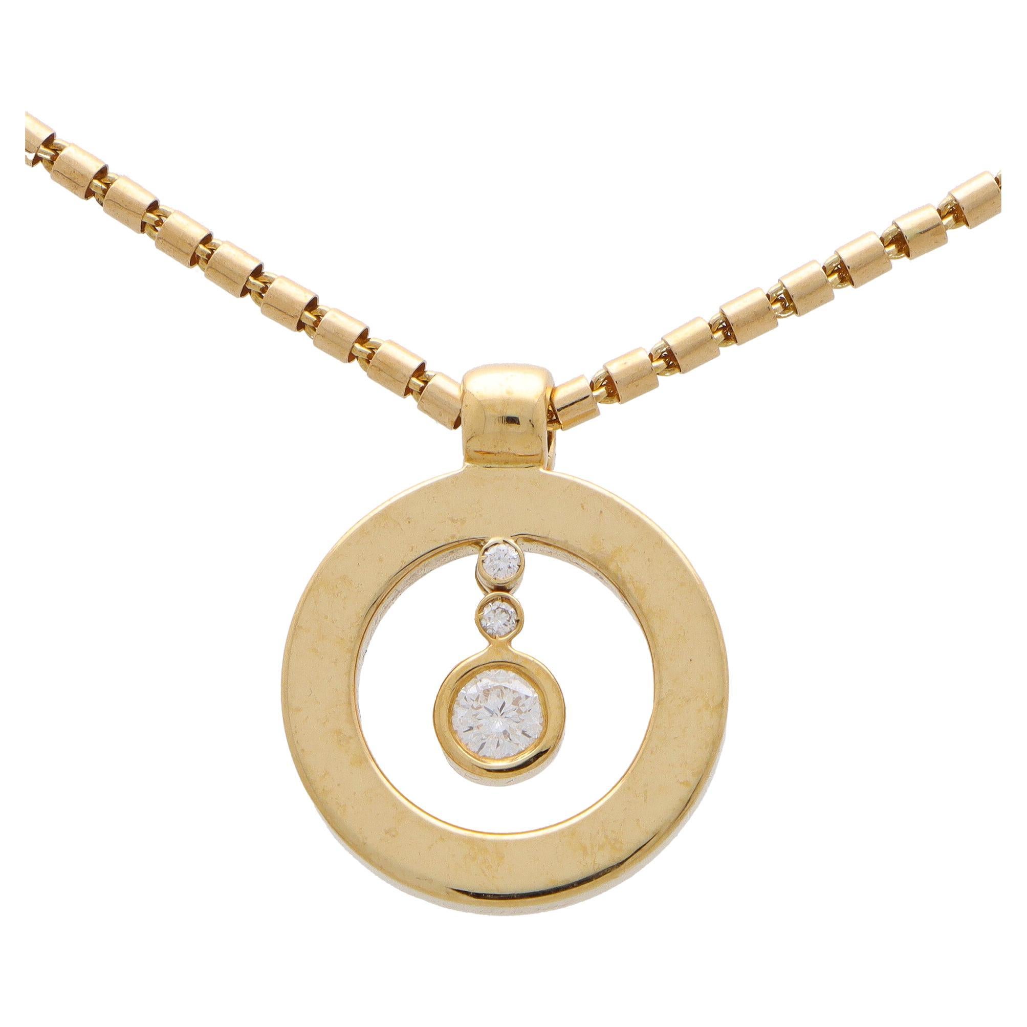 Vintage Roberto Coin Cento Diamond Circle Pendant Necklace in 18k Yellow Gold