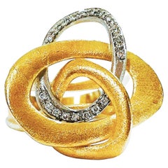 Bague vintage Roberto Coin en or blanc et jaune 18 carats avec diamants, avec évaluation