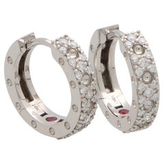 Vintage Roberto Coin Diamond Hoop Earrings Set in 18k White Gold